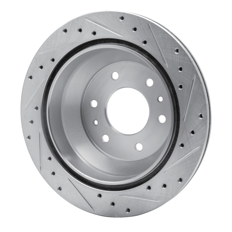 Buick Rainier Brake Rotor (1) - Rear Left - R1 Concepts - Drilled & Slotted - Silver - `02-`09